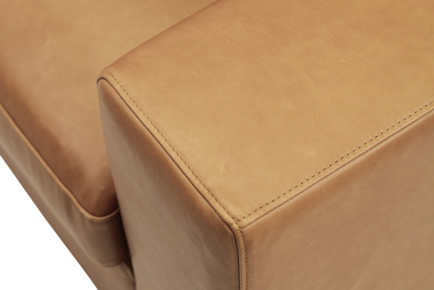 Close-up of a brown leather sofa