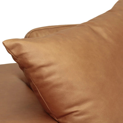 Brown leather cushion with a white background