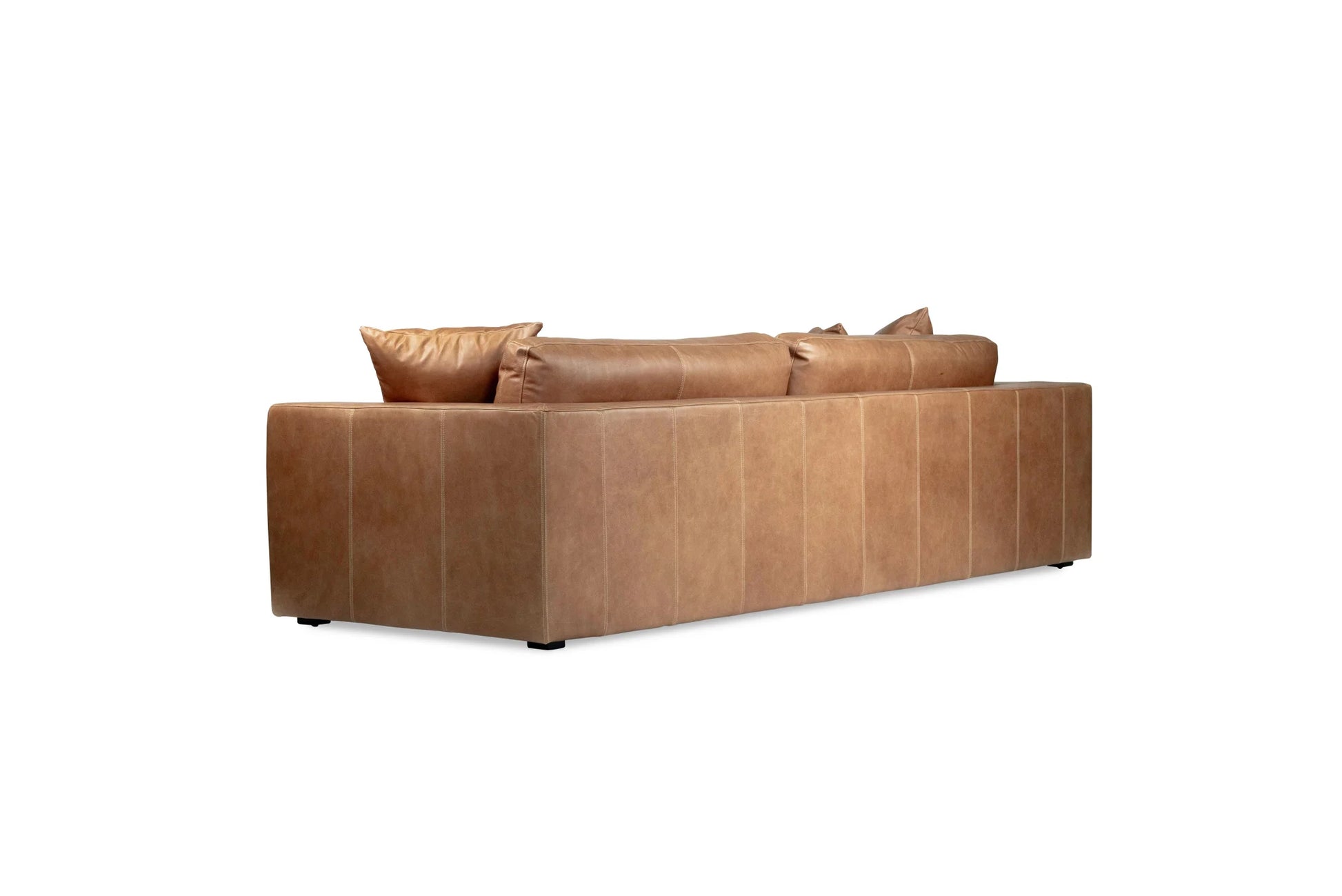 Brown leather sofa on a white background