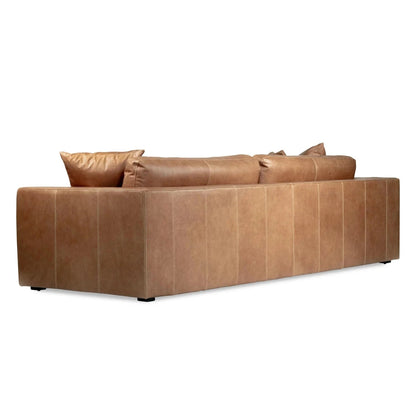 Brown leather sofa on a white background