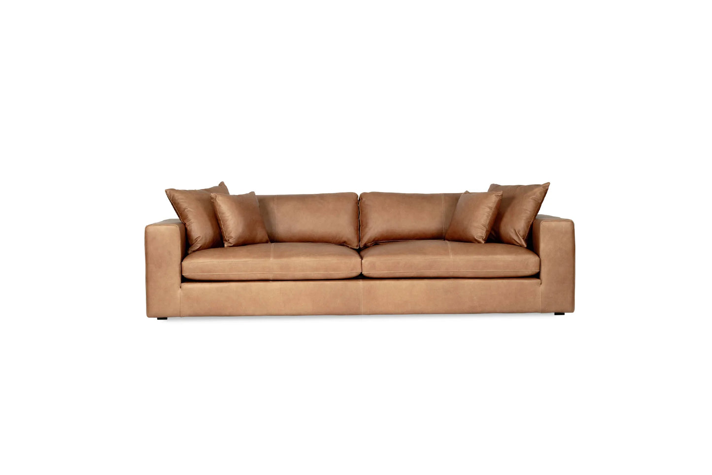 Brown leather sofa on a white background