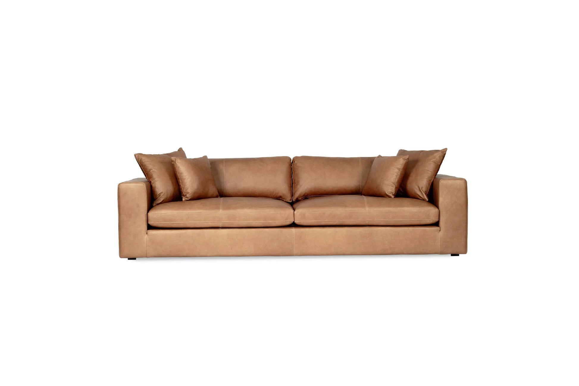 Brown leather sofa on a white background