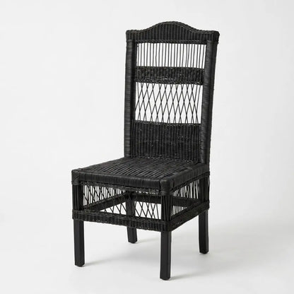 Black wicker chair on a white background