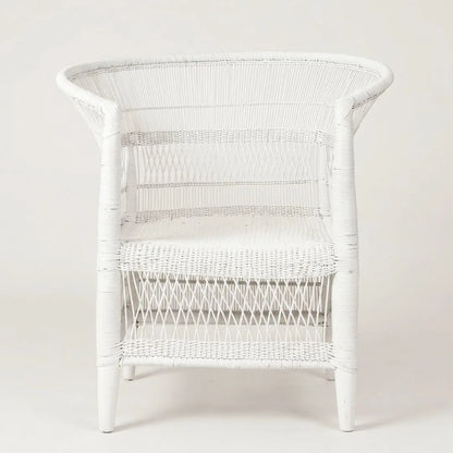 White wicker chair on a white background