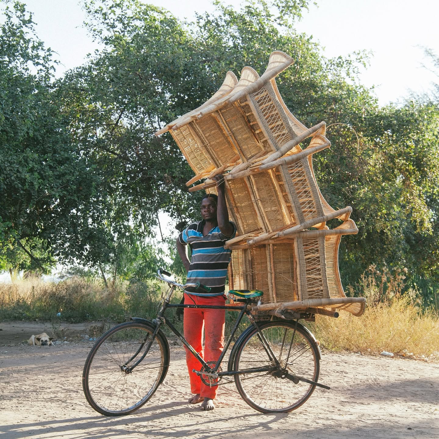 Authentic Traditional Malawi Woven Cane Chair - Natural
