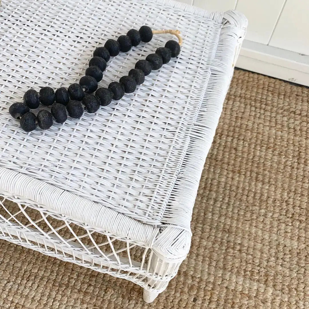 white malawi cane coffee table