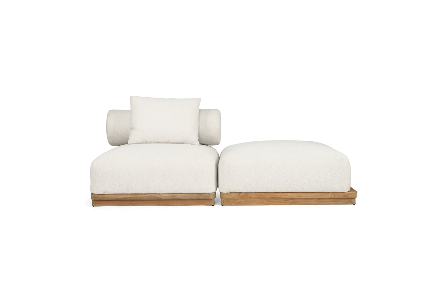 Baska Outdoor Sofa – 1 Seater Sectional | Teak & Bouclé