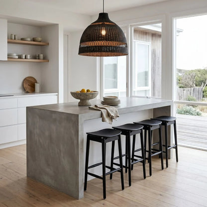 Sun Republic Black Jansen counter stools in a modern kitchen