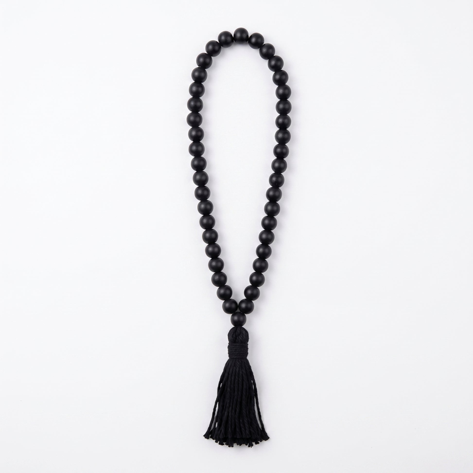 Black Wooden Bead Garland with Tassel
