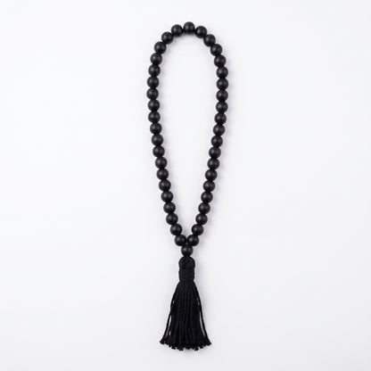Black Wooden Bead Garland with Tassel
