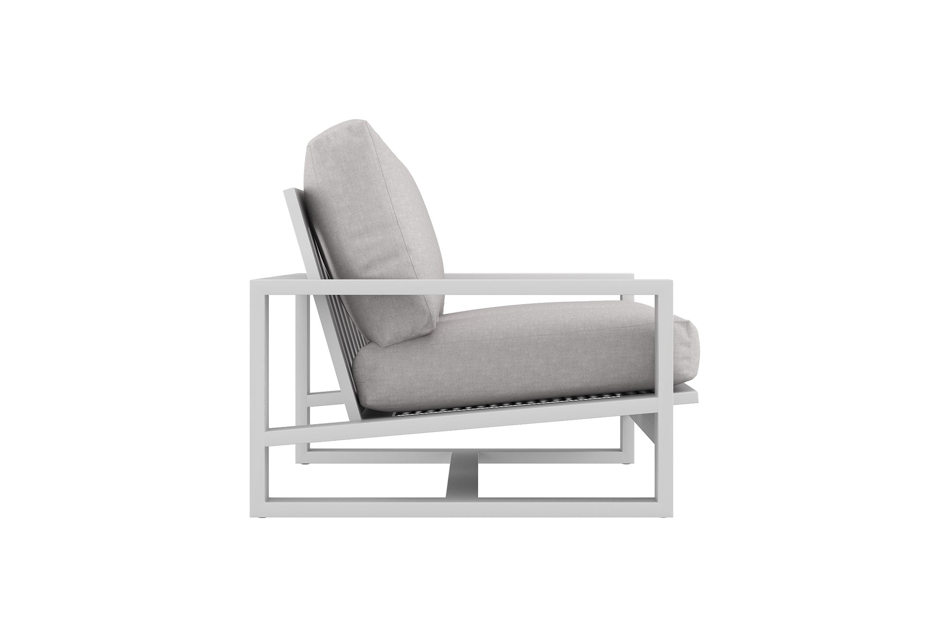 Modern chair with gray cushions on a white background