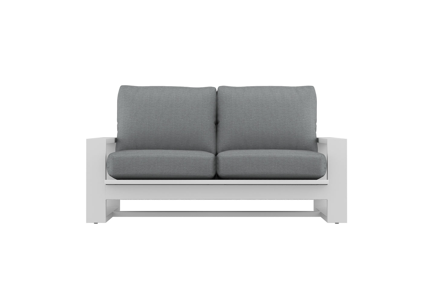 Gray sofa with white frame on a white background