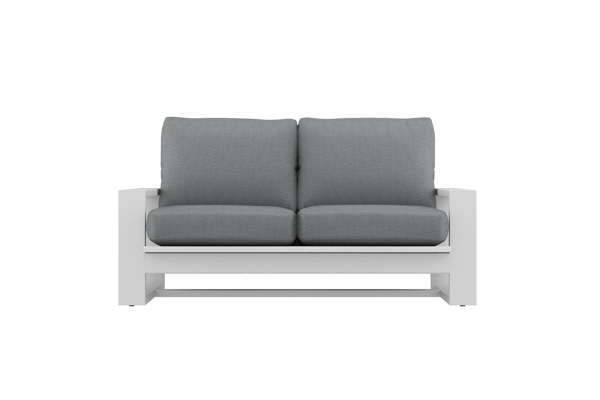 Gray sofa with white frame on a white background