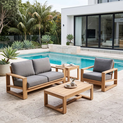 Bora Bora 2 Seater Outdoor Sofa – Teak / Slate Grey