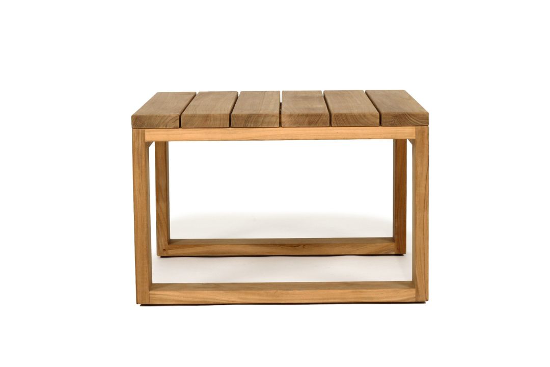 Wooden side table on a white background