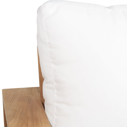 Teak Outdoor armchair with white cushion on a white background