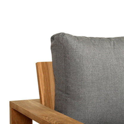 Teak Outdoor armchair with gray cushions on a white background