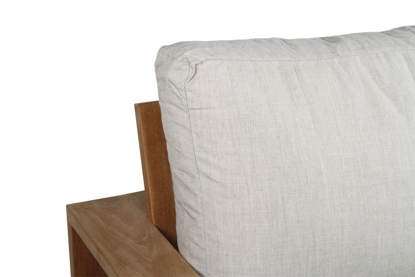 Teak Outdoor armchair with gray cushions on a white background