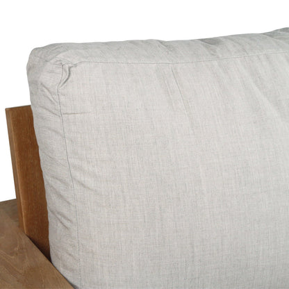 Teak Outdoor armchair with gray cushions on a white background
