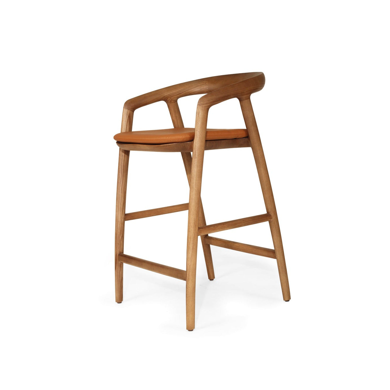 Wooden bar stool on a white background