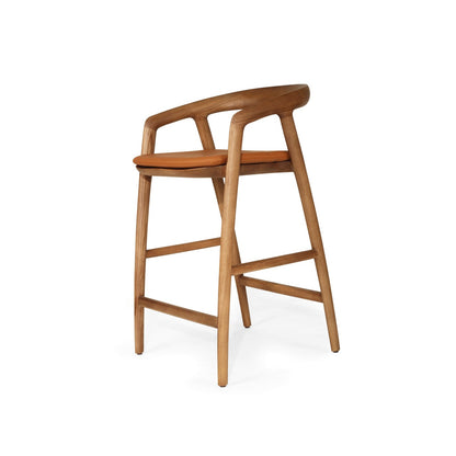 Wooden bar stool on a white background