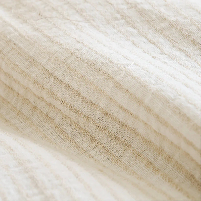 Cotton pillowcases off white and natural pin stripe 