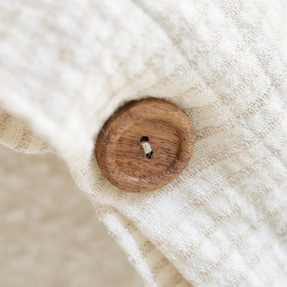 Cotton duvet cover in off white and natural pin stripe with button details 