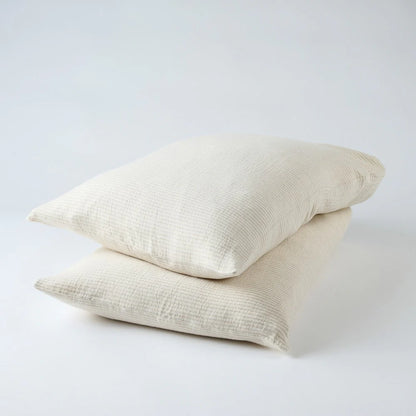 Two natural pinstripe pillowscases