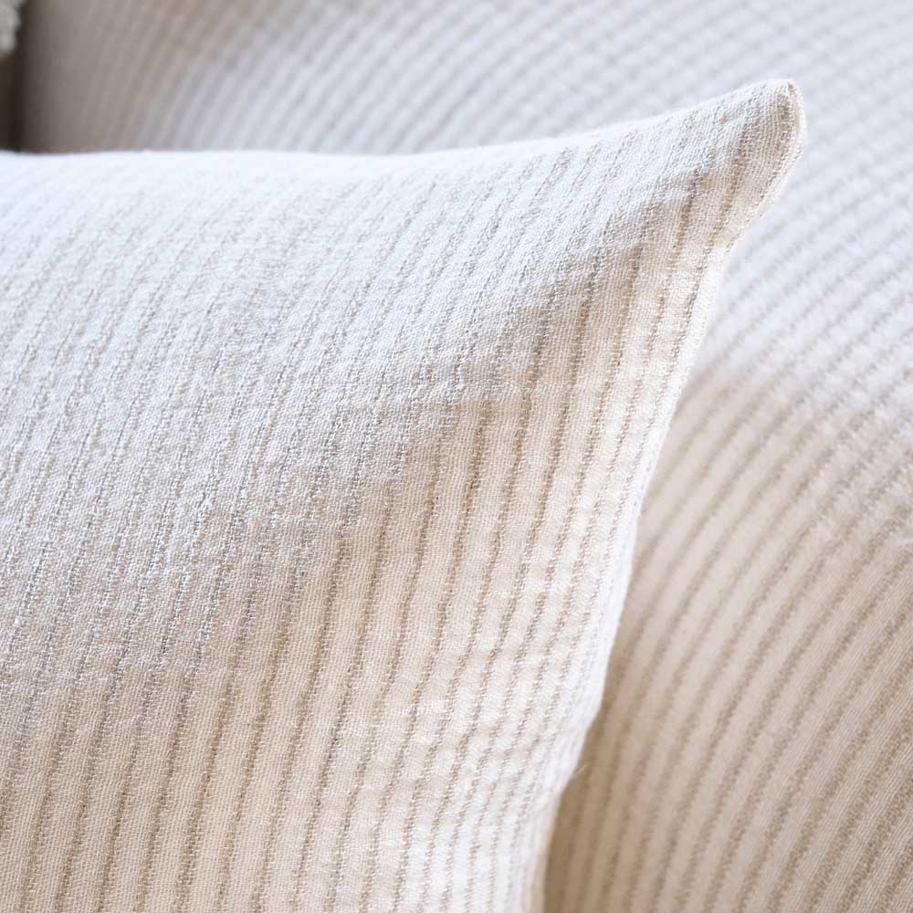 Cotton Pillowcase Set – Organic White with Natural Pin Stripe