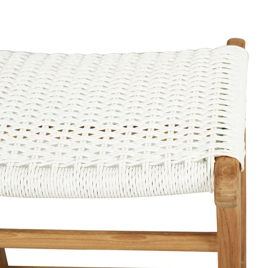 Woven stool with white seat 