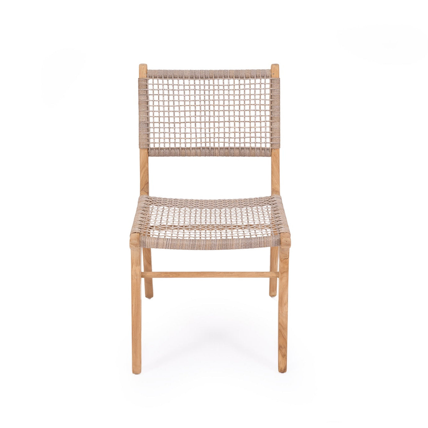 Chair with woven seat and backrest on a white background