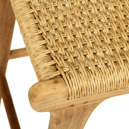 Close-up of a wicker chair seat on a white background