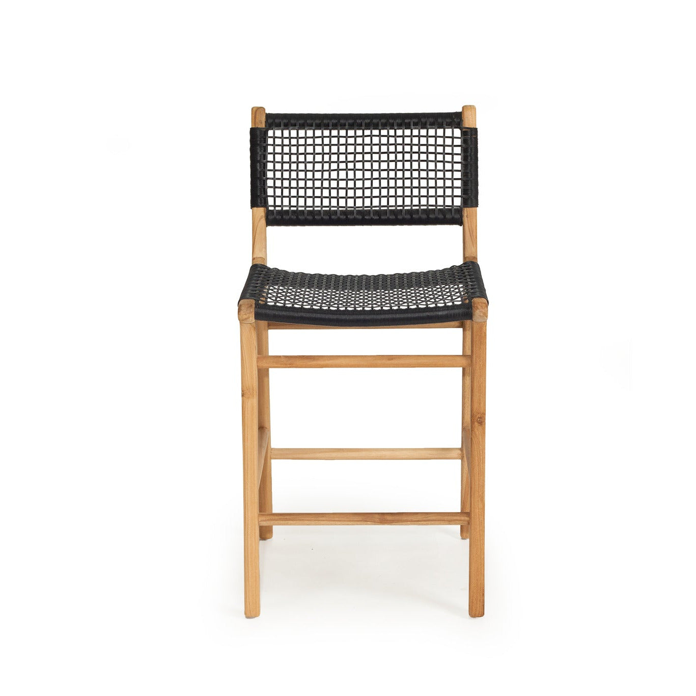 Cumberland Open Weave Counter Stool - Teak | Black (Indoor/Outdoor)