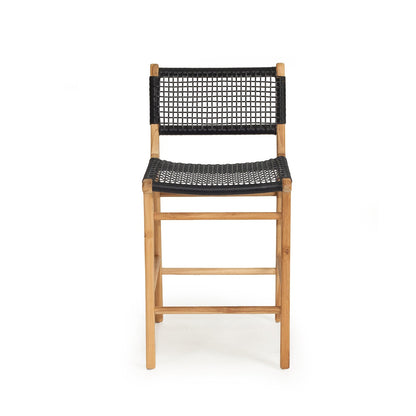 Cumberland Open Weave Counter Stool - Teak | Black (Indoor/Outdoor)