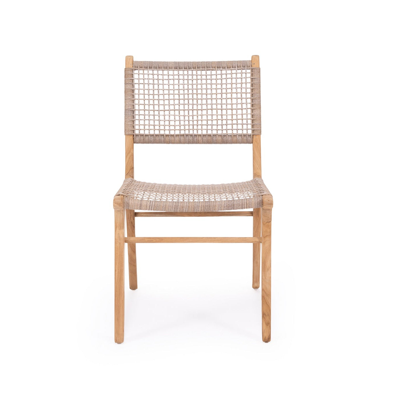 Chair with woven backrest and seat on a white background