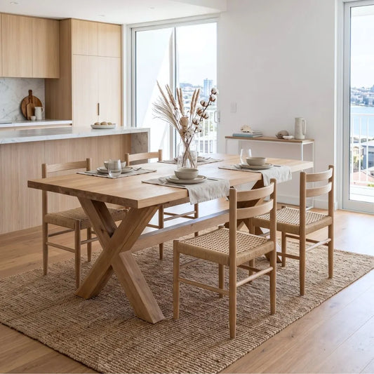 Sun Republic Esperance American Oak dining table in a modern dining room setting