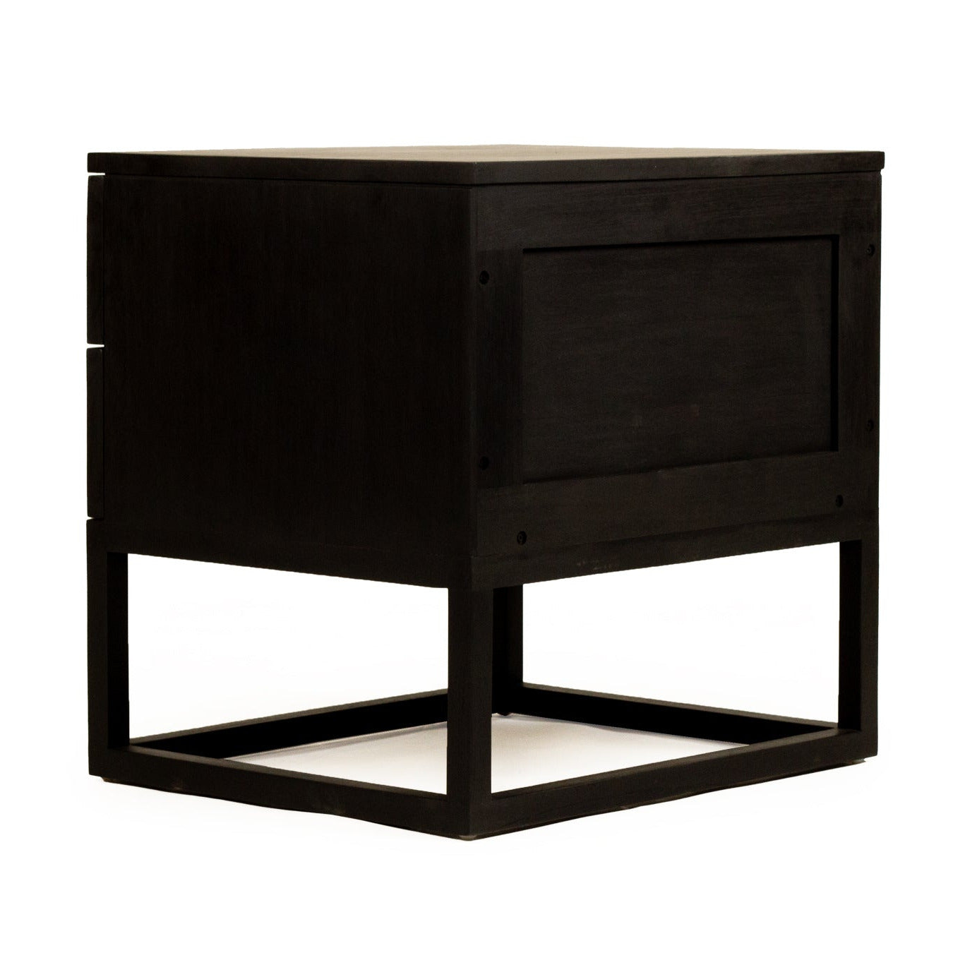 Black wooden nightstand on a white background