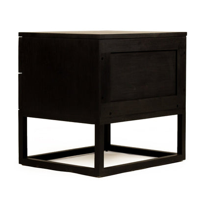 Black wooden nightstand on a white background