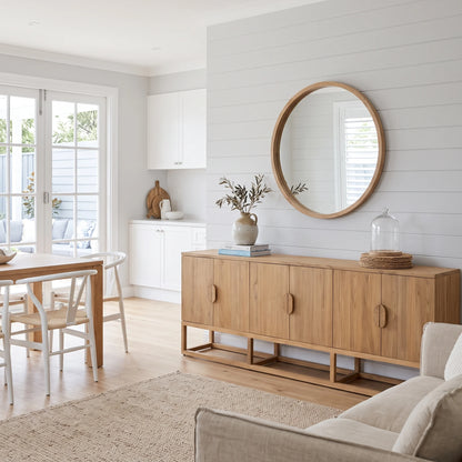 Flynn Solid Teak Sideboard Natural - 300cm | 6 Door