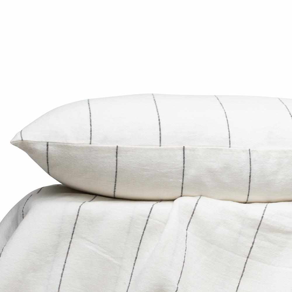 White pillowcases with gray stripes 