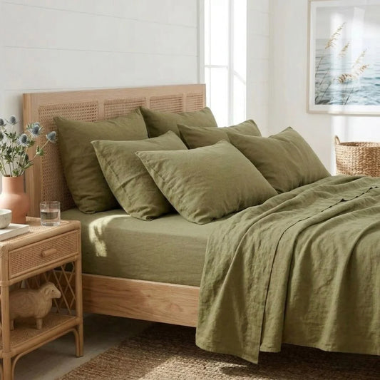 French Linen Sheets – Olive