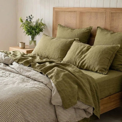 French Linen Sheets – Olive