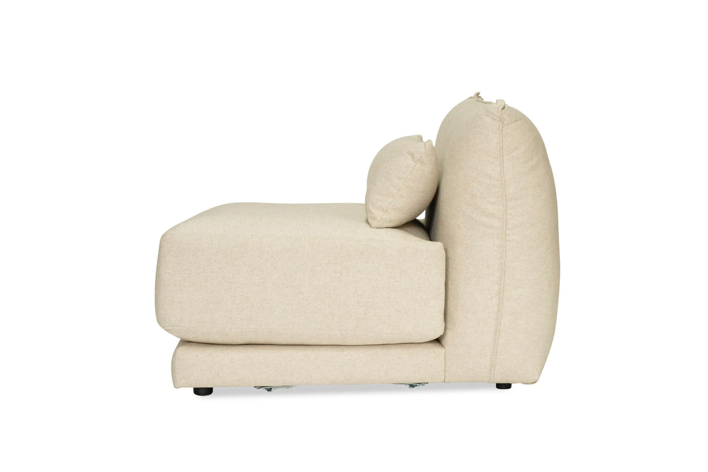 light Beige linen sectional chair on a white background