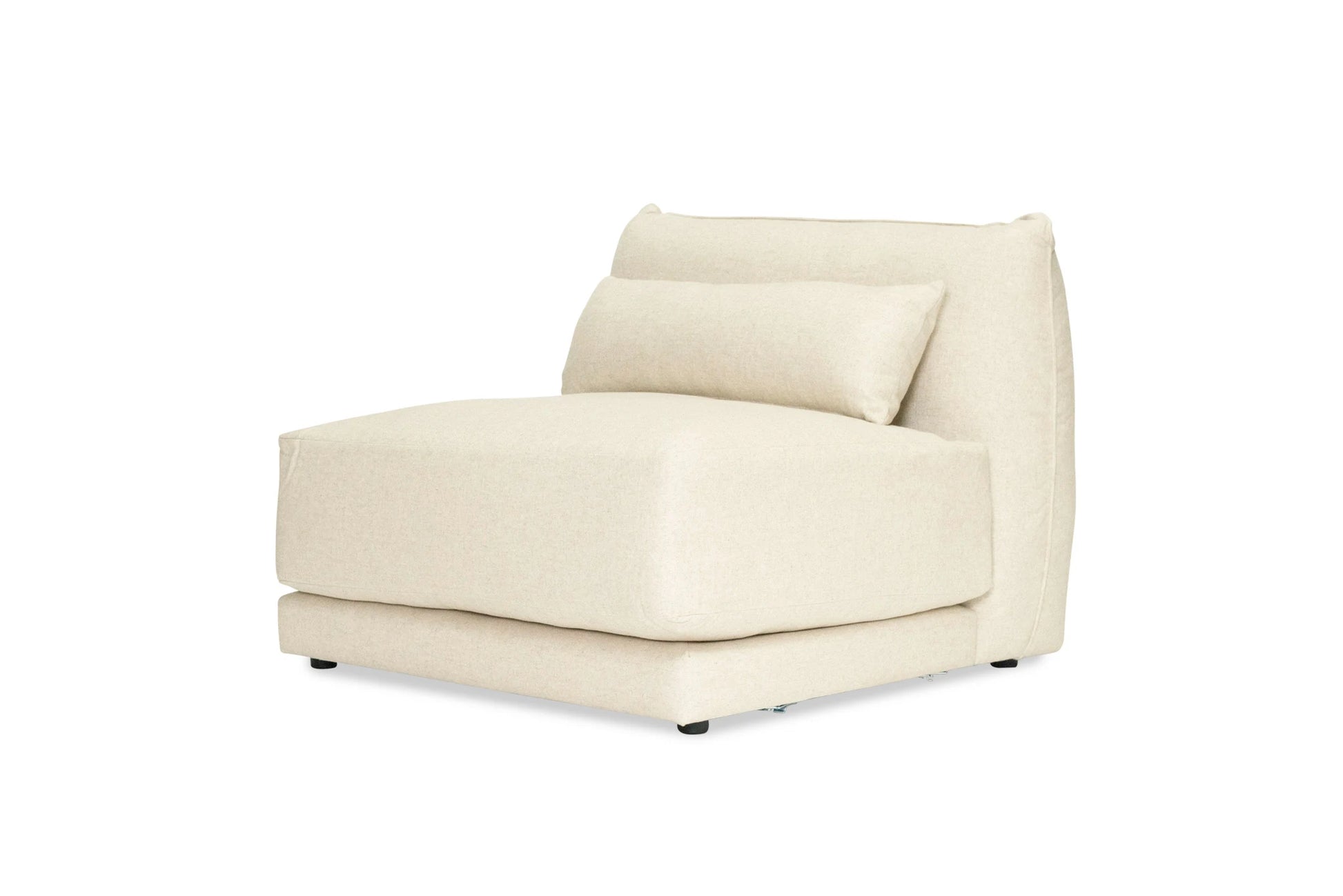 light Beige linen sectional chair on a white background
