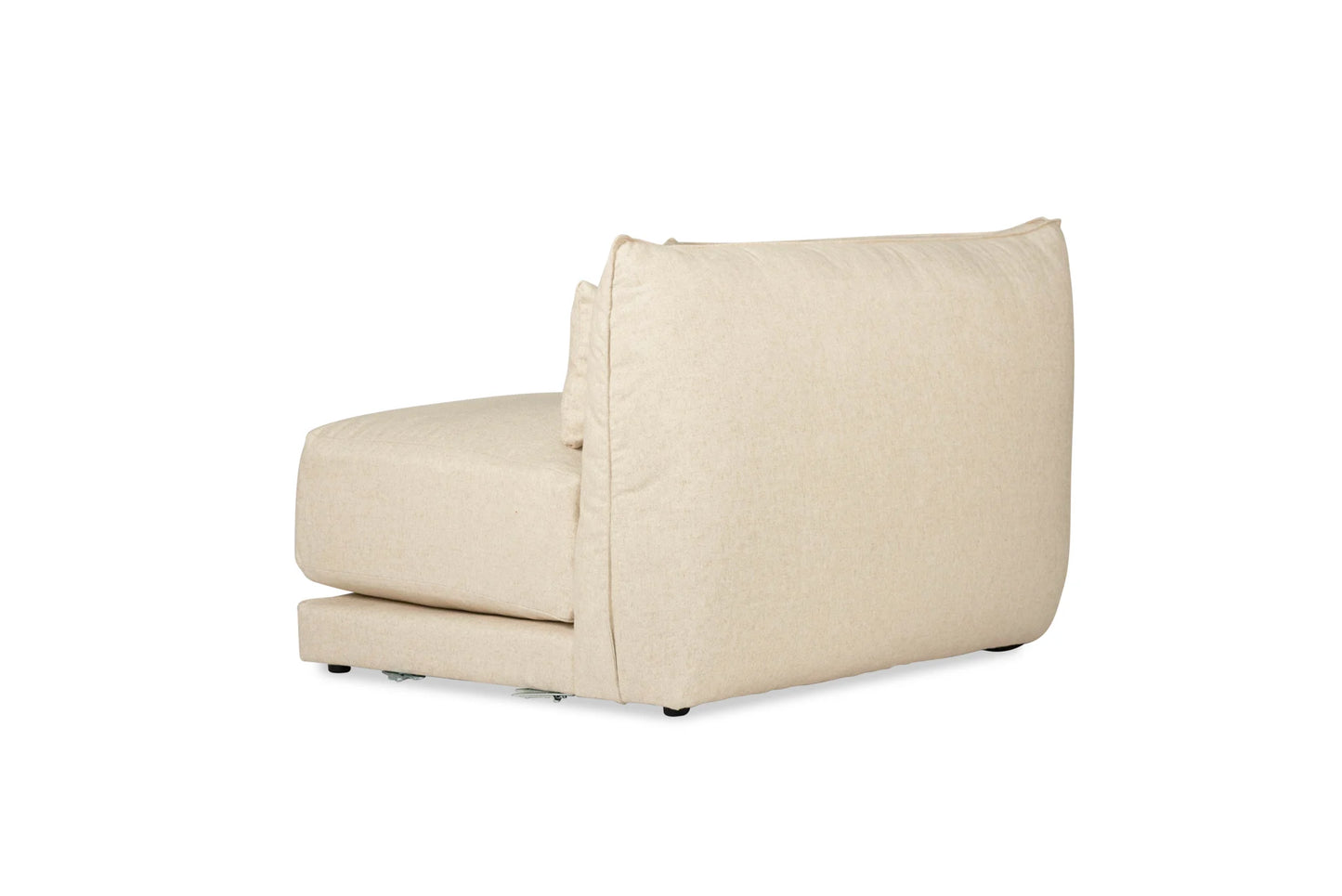 light Beige linen sectional chair on a white background