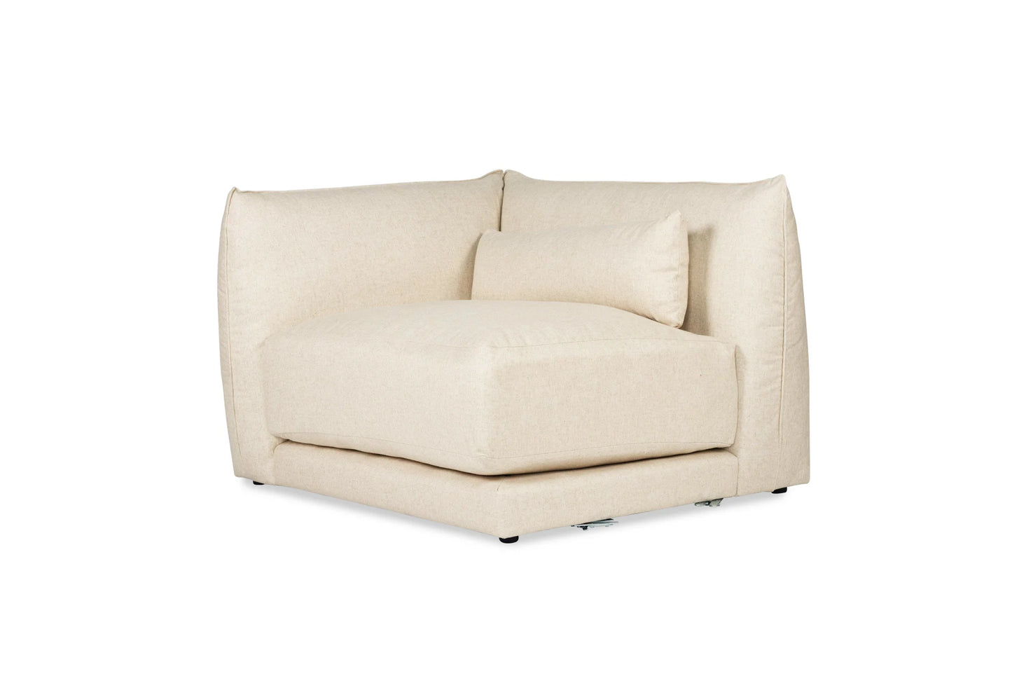 light Beige linen sectional chair on a white background