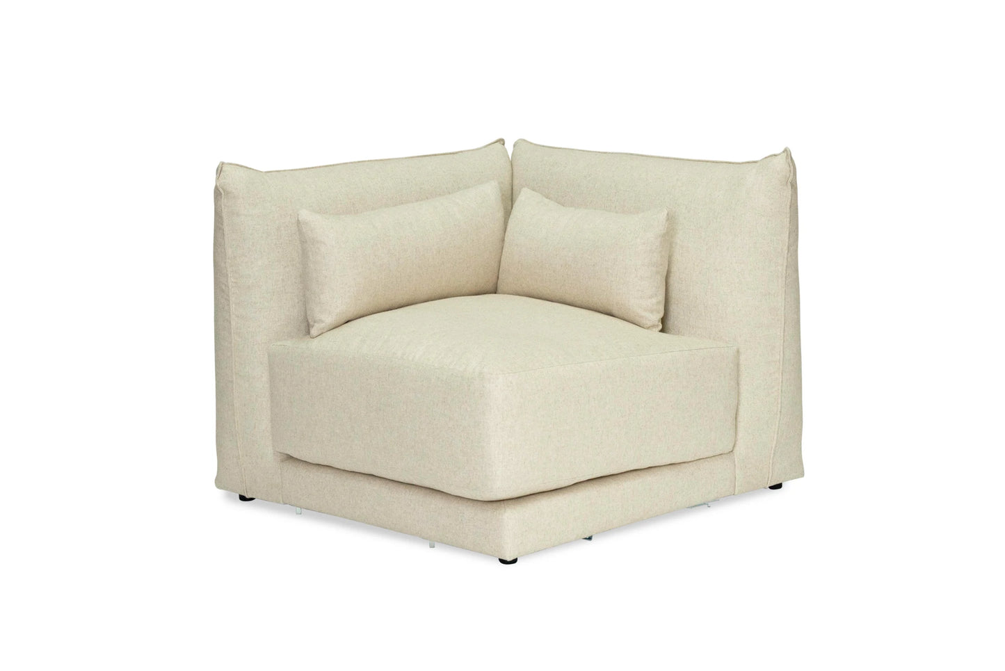 light Beige linen sectional chair on a white background