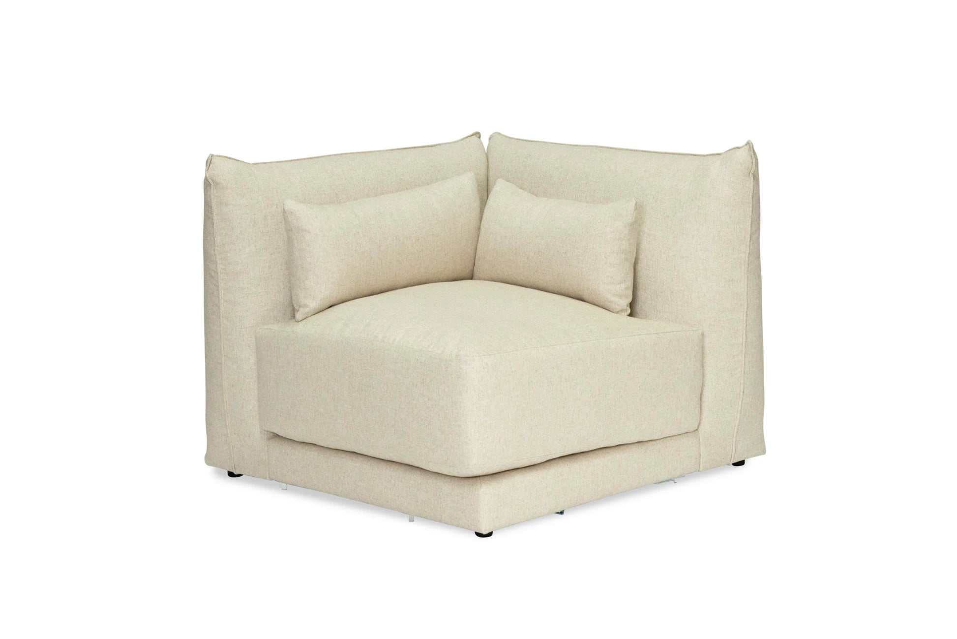 light Beige linen sectional chair on a white background