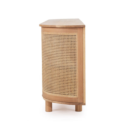 Side view of the American Oak Curved end sideboard