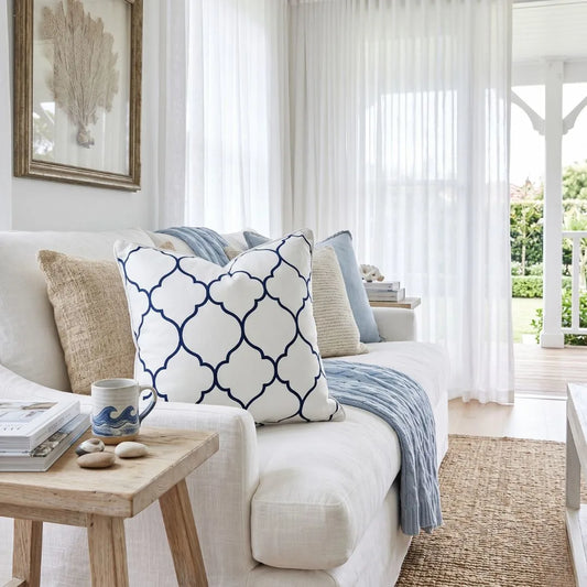 Hampton lounge room with Sun Republic cushions
